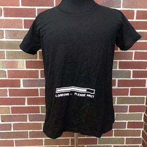 Think Geek "LOADING...PLEASE WAIT" Size Large Black T-Shirt Cotton